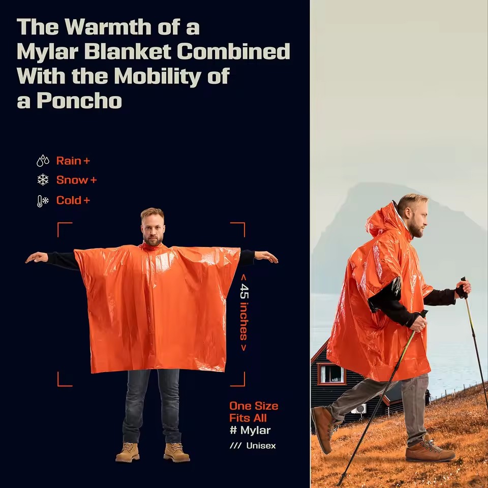 قطعة واحدة/قطعتان من معطف المط - مراجعة Emergency Poncho Rain وسعره